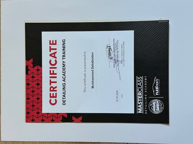 Zertifikat Detailing Academy Training