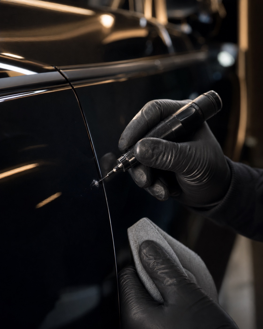 Professionelle Smart-Repair-Behandlung eines kleinen Lackschadens